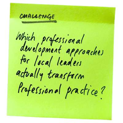 Which professional development approaches for local leaders actually transform professional practice?